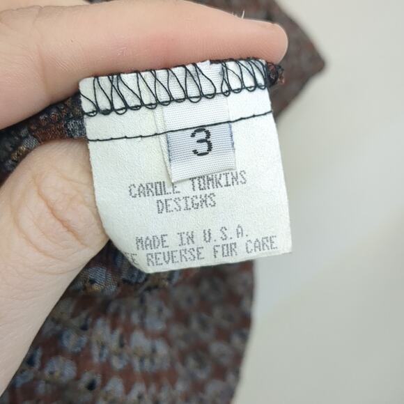The Big Shirt by Carole Tomkins brown Rayon patterned button down shirt size 3X - Picture 4 of 6